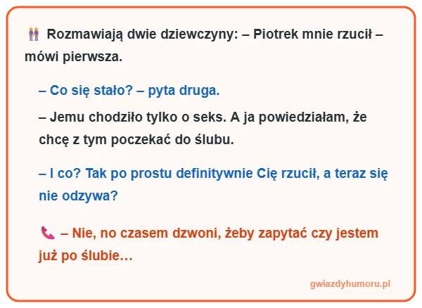 Zajefajny i śmieszny mem z tekstem kawału o dwóch dziewczynach, Piotrku i pytaniu o ślub – gwiazdyhumoru.pl
