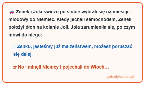 Jaja do kwadratu – śmieszny mem z tekstem kawału o Zenku i Joli, którzy w podróży poślubnej przez pomyłkę minęli Niemcy i pojechali do Włoch - gwiazdyhumoru.pl