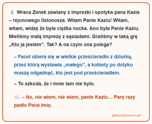 Super mem z tekstem kawału o Zenku, listonoszu Kaziu i sąsiedzkiej grze towarzyskiej – gwiazdyhumoru.pl