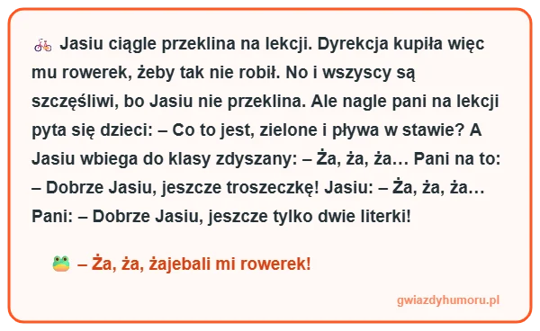 Zabawny mem do dowcipu o rowerku jasia